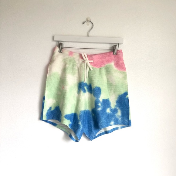 NWT Entro Green Blue Pink Tie Dye Knit Loungewear Shorts Size Medium - Picture 1 of 8